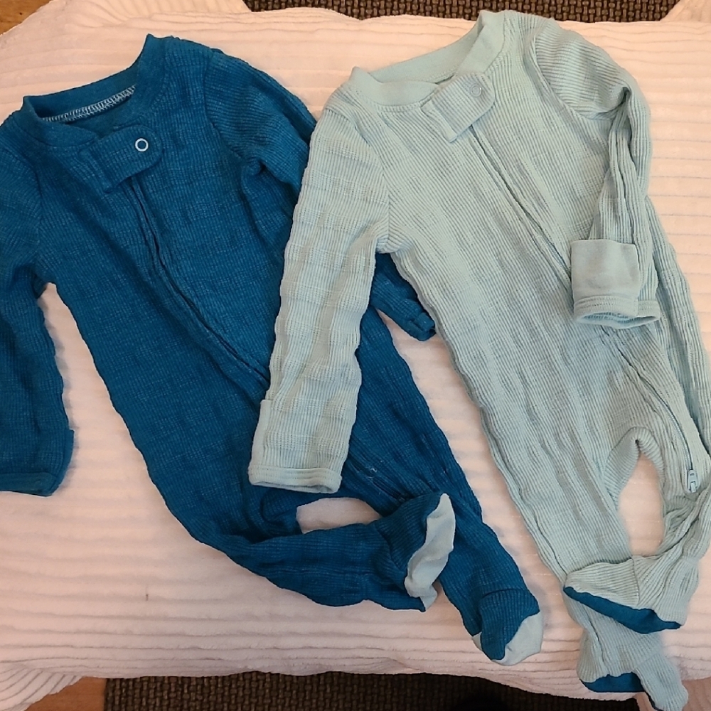 Blue and Light Green Baby One Piece Pajamas